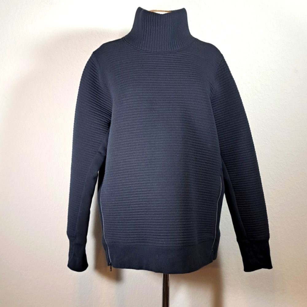 All In Motion Women’s XXL Top Black Ribbed Pullover Zippers Sweatshirt Thumbhole